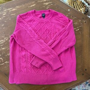 Hot Pink Cable Knit Sweater